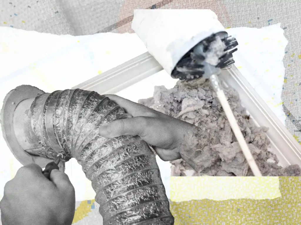 Picture showing dryer vent cleaning through a brush